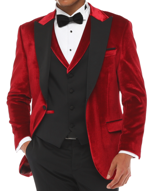 CROWN ROYAL BURGUNDY - Red Velvet Four Piece Dinner & Wedding Suit