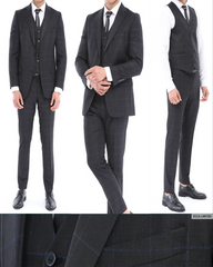 ARMAN ICONY - Black with Blue Check Three Piece Suit