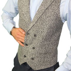 ICONIC GREY TWEED - Grey Double Breasted Waistcoat