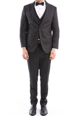 BLACK MASTER TUXEDO - Black Jacquard Four Piece Dinner & Wedding Suit