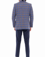 ICONIC STUNNING - Blue & Brown Check Blazer for Men