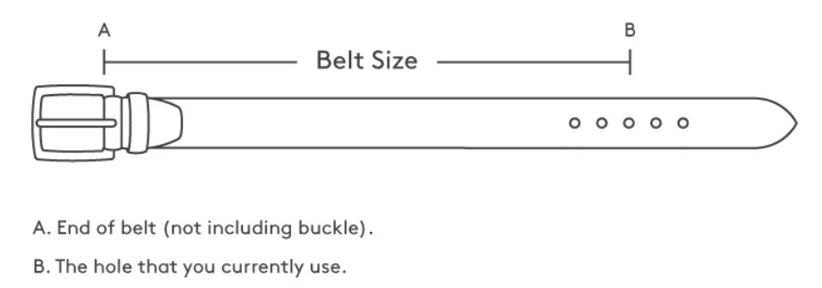 Brown Genuine Leather Belt Size Chart