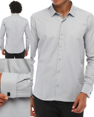 Graue Hemden mit Manschettenknöpfen für Herren - Leicht bügelbares graues Hemd