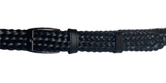 Black Genuine Leather Handmade Woven Belt