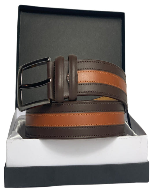 Brown & Tan Genuine Leather Handmade Belt - A Designer Limited Edition Production