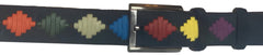 Navy Suede Embroidery Genuine Leather Handmade Belt - A Designer Limited Edition Production
