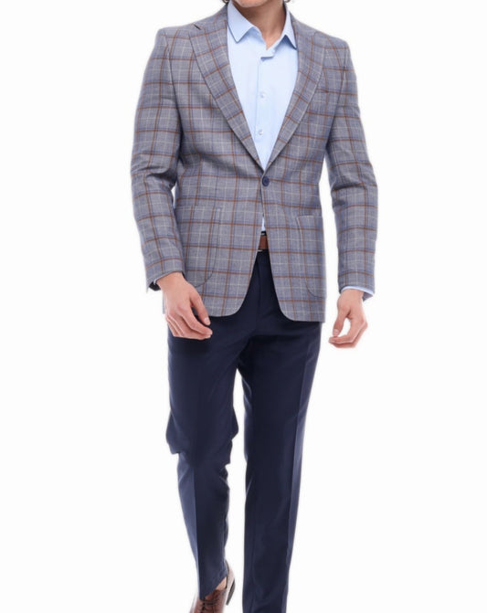 Men's ICONIC MAJESTIC - Lilac & Brown & Wine Check Blazer