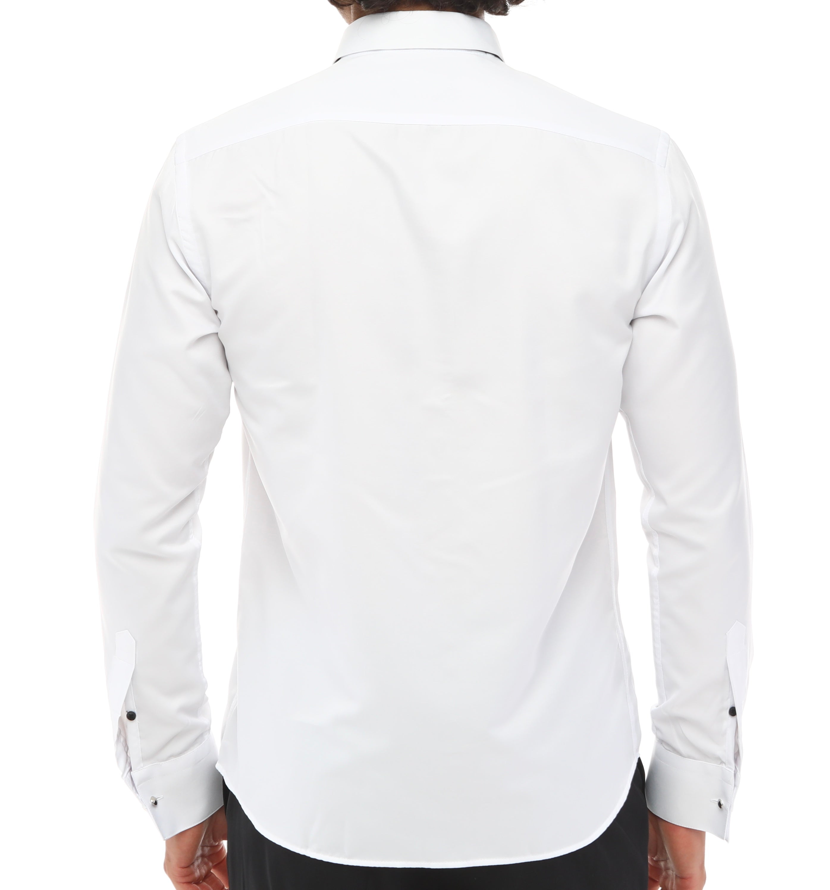 Men's Tuxedo STRIPE I - White & Black Tuxedo Shirt With Studs