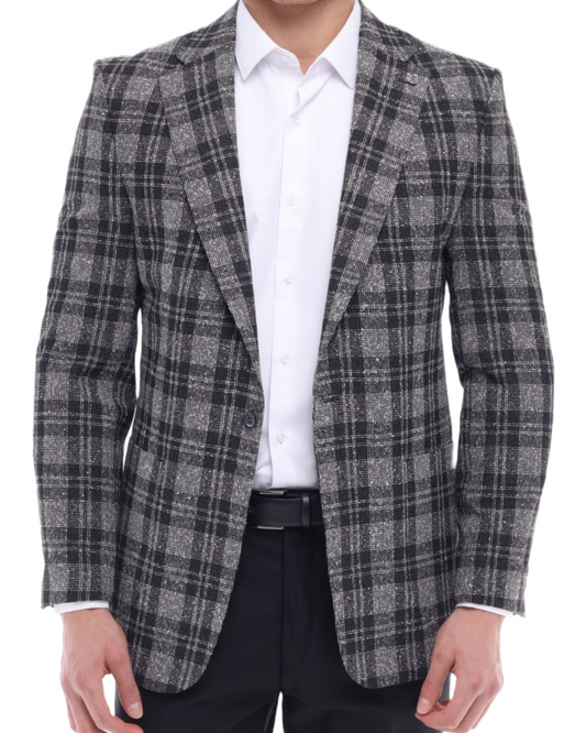 POSHER JACKET - Grau-schwarz karierter Blazer