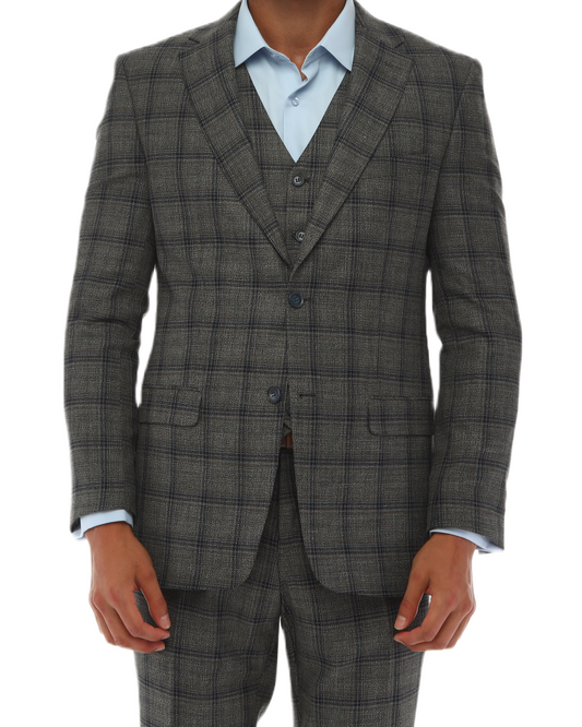 ISAAC CHARCOALS - Anthrazit &amp; Blauer Match Suit - Dreiteiliger Anzug