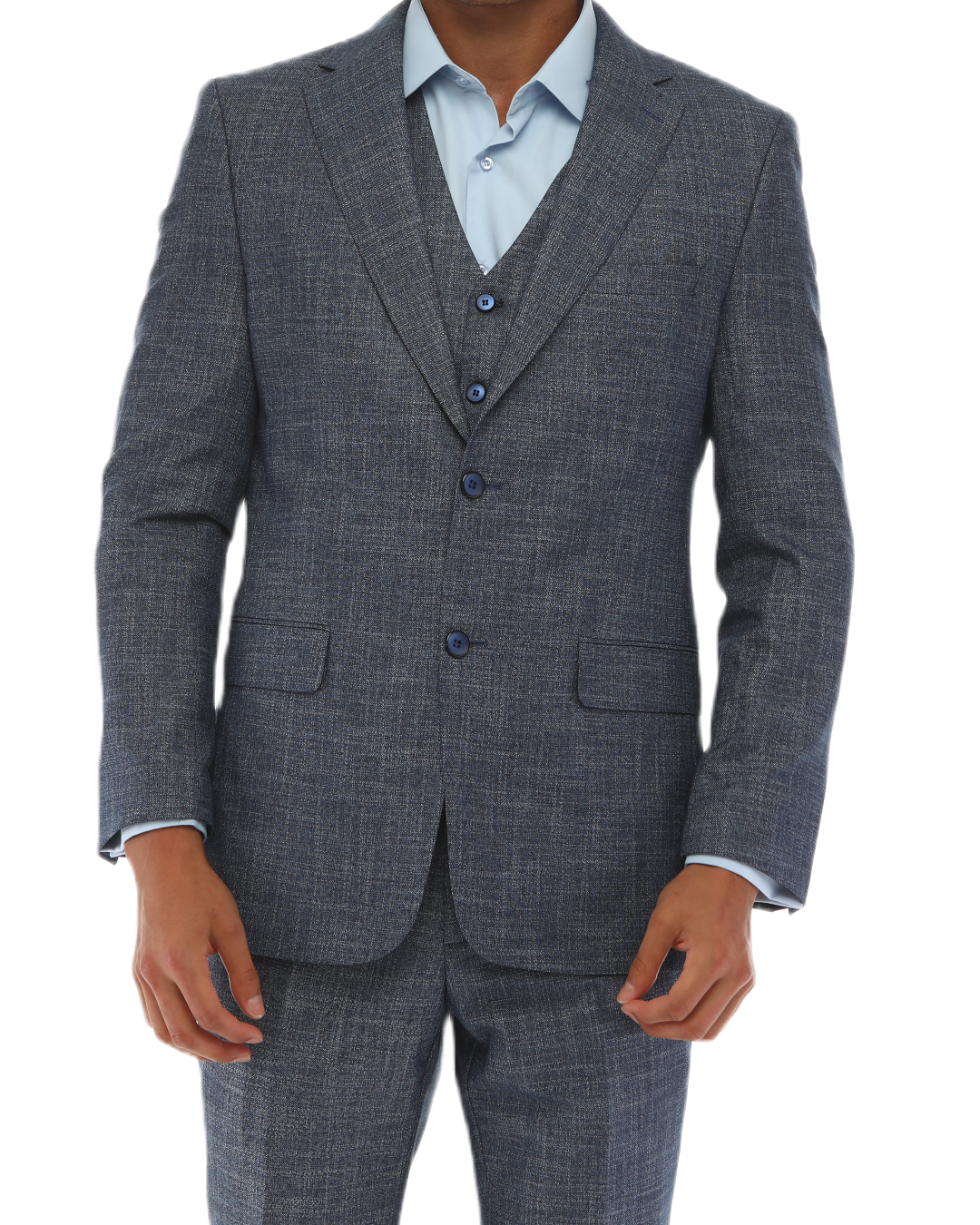SAV BLUEIN - Blue Texture Three Piece Suit