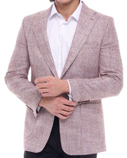 POLIERTE JACKE - Rosafarbener Tweed-Blazer