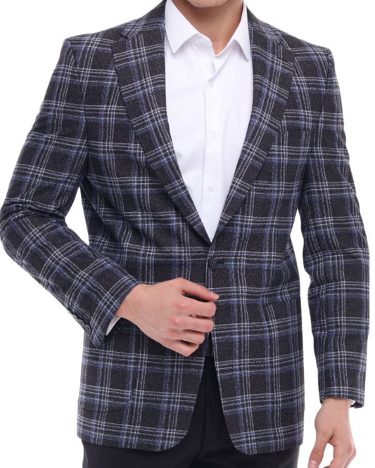 SLEEK JACKET - Schwarz-blau karierter Blazer