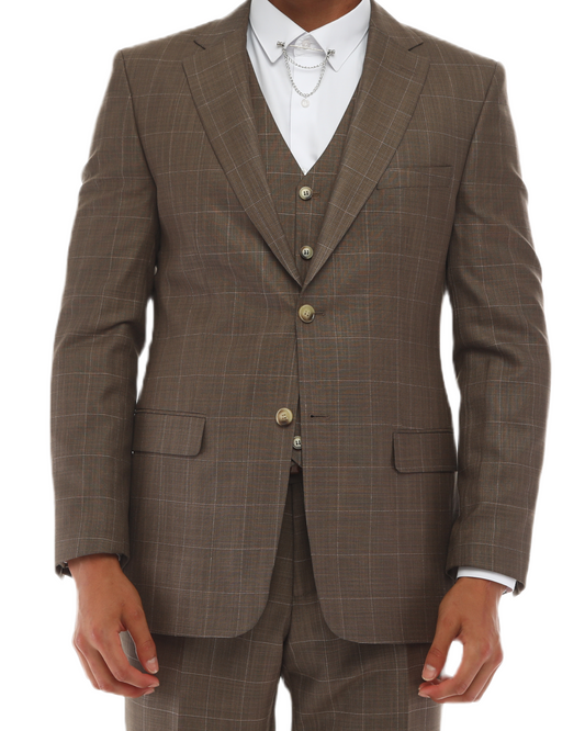 BrownJack Iconyn - Brauner und hellbrauner Match Suit - Dreiteiliger Anzug