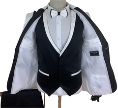 White &  Black Wedding Three Piece Suits