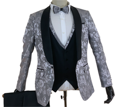 Grey Design Wedding Three Piece Suits