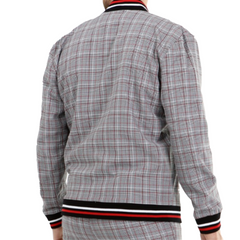 ICONYN GENTLEMAN BOMBER JACKET - Grey and Red Check