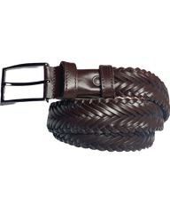 Brown Genuine Leather Handmade Woven Belt