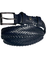 Navy Genuine Leather Handmade Woven Belt