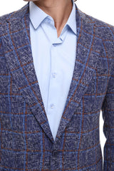CAPTIVATED JACKET - Karierter Blazer aus blau-violettem Tweed