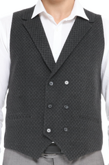 ICONIC GREY BAKLAVA - Grey Double Breasted Waistcoat