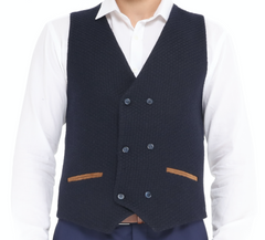 ICONIC NAVY ORME - Navy Double Breasted Waistcoat