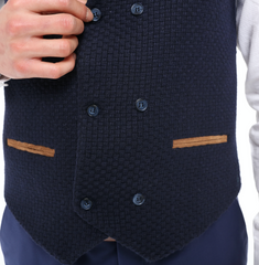 Marineblaue Weste aus reiner Wolle Master Tailored Cut Fit für Herren