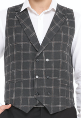 ICONIC GREY DOUBLER - Grey Check Double Breasted Waistcoat