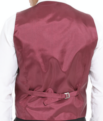 ICONIC BURGUNDY DOUBLER - Red Check Double Breasted Waistcoat