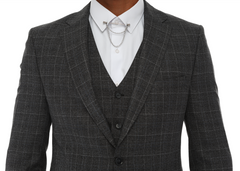 BARRON ISAAC SAVY - Grey & White Plaid Three Piece Suit