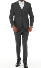ISAAC SAVY - Grauer und weißer Match Suit - Dreiteiliger Anzug