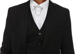 ICONYN BLACKJACK -  Black & Black Plaid Three Piece Suit