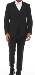 ICONYN BLACKJACK -  Black & Black Plaid Three Piece Suit