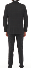 ISAAC BACK - Black & White & Red Plaid Three Piece Suit