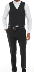 ISAAC BACK - Schwarz &amp; Weiß &amp; Rot Match Suit - Dreiteiliger Anzug