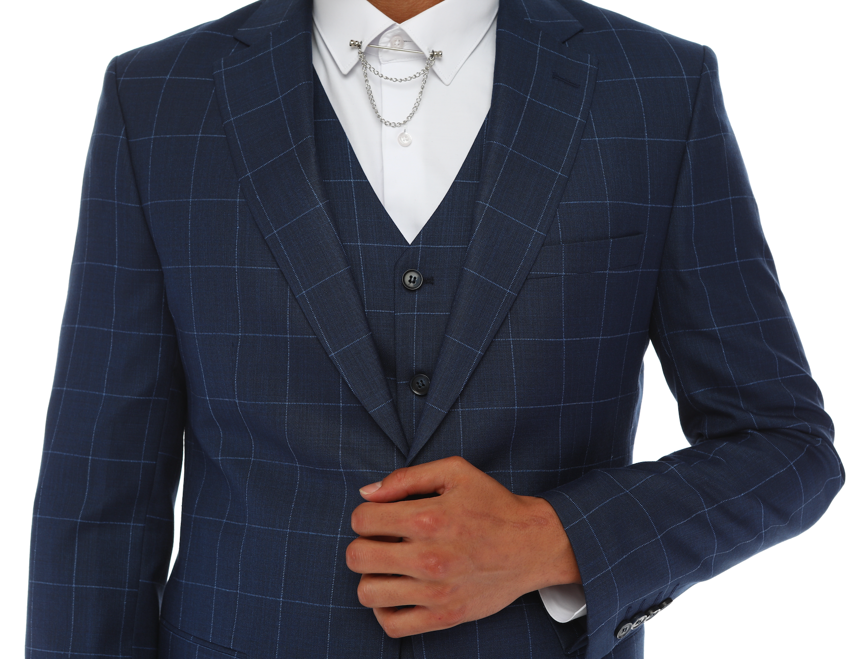 Light blue plaid suit jacket best sale