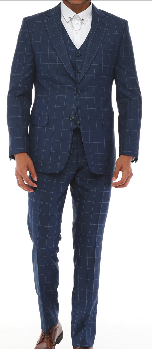 BlueJack Iconyn - Blau &amp; Hellblauer Match Suit - Dreiteiliger Anzug