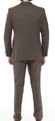 ISAAC BROWNS - Brown & White Plaid Three Piece Suit