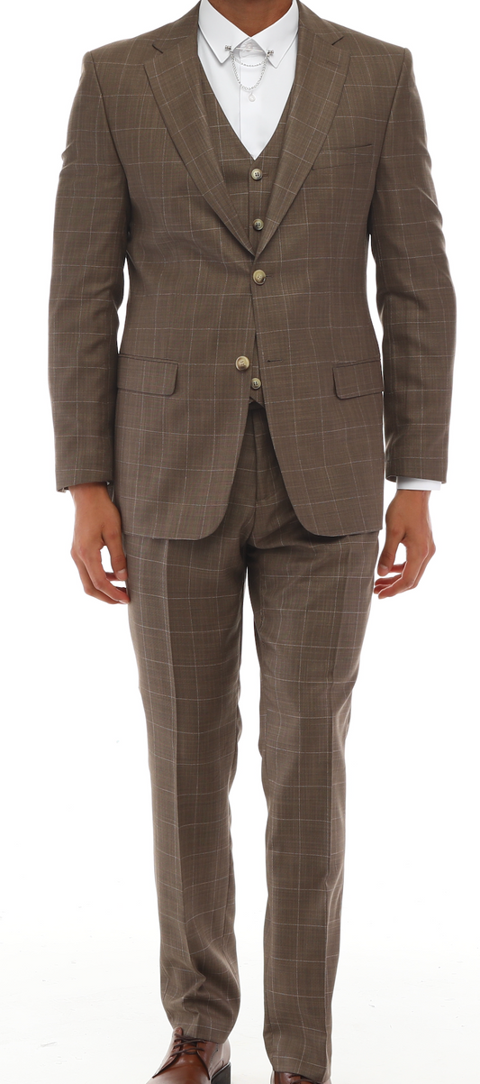 BrownJack Iconyn - Brauner und hellbrauner Match Suit - Dreiteiliger Anzug