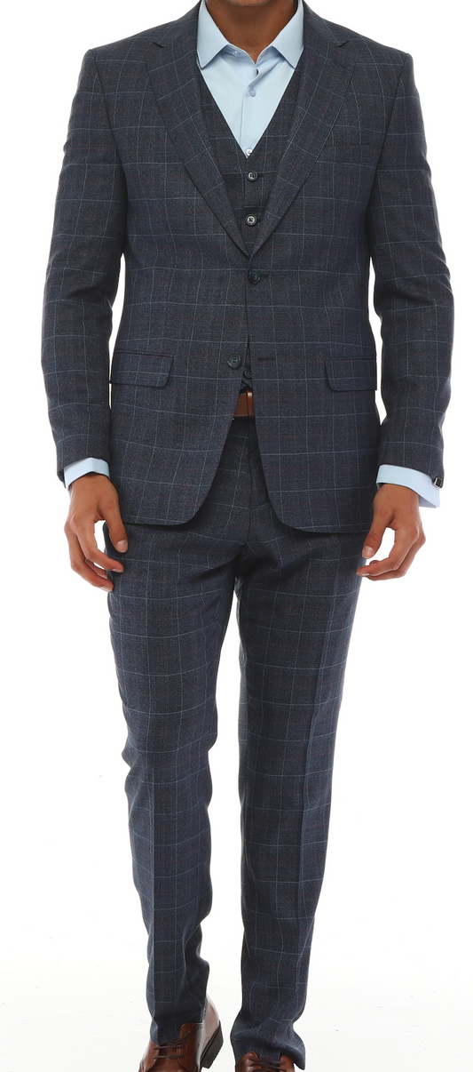 ISAAC BLUES - Blue &amp; Light Blue &amp; Red Match Suit - Dreiteiliger Anzug