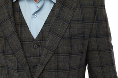 ISAAC CHARCOALS - Charcoal & Blue Plaid Three Piece Suit