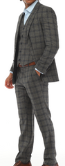 ISAAC CHARCOALS - Anthrazit &amp; Blauer Match Suit - Dreiteiliger Anzug