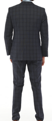 ISAAC SAVCI - Blue & Charcoal Plaid Three Piece Suit