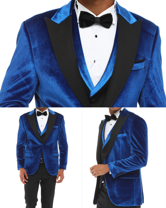 CROWN ROYAL - Blue Velvet Four Piece Dinner & Wedding Suit