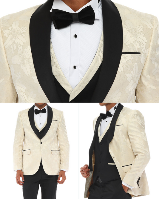 CHARLES’ TOWER - Cream Jacquard Four Piece Dinner & Wedding Suit