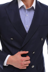 ICONIC NAVY DOUBLE - Navy Double Breasted With Navy Crested Buttons Suit