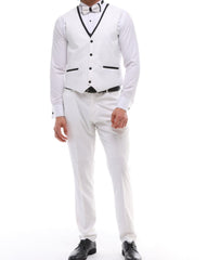 ANTIQUE WHITE PEAK LAPEL - White Satin Four Piece Tuxedo