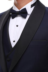 ANTIQUE NAVY SHAWL - Navy Satin Four Piece Tuxedo