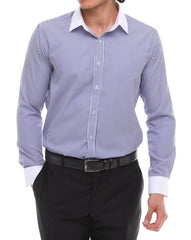ICONIC BLUE STRIPE - Blue Stripe with White Collar Shirt