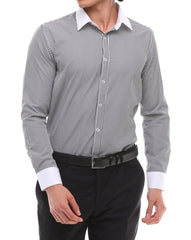 Schwarz-weiß gestreiftes Hemd mit weißem Kragen - einfaches Bügeln gestreiftes schwarzes Hemd